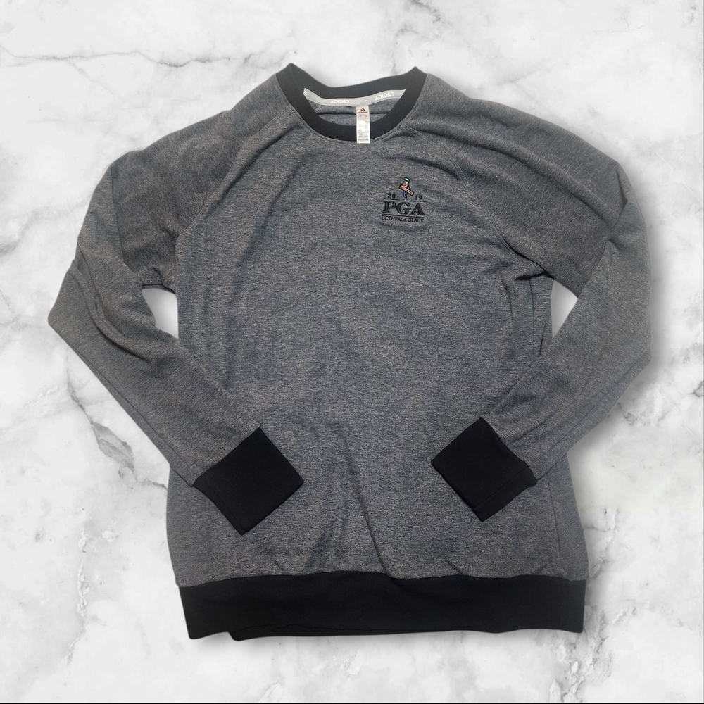 Womens Adidas Long Sleeve BethPage Black 2019 PGA Tour Gray Crewneck Sweater | L